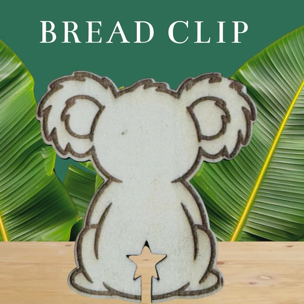 2/$10 Wooden Koala Bread Clip – Cute Laser-Cut Bag Clip
